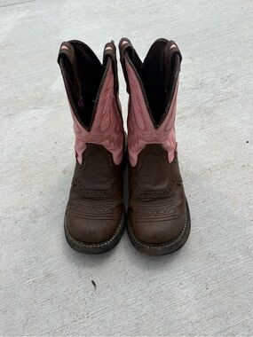 Brown & Pink Western Cowboy Boots